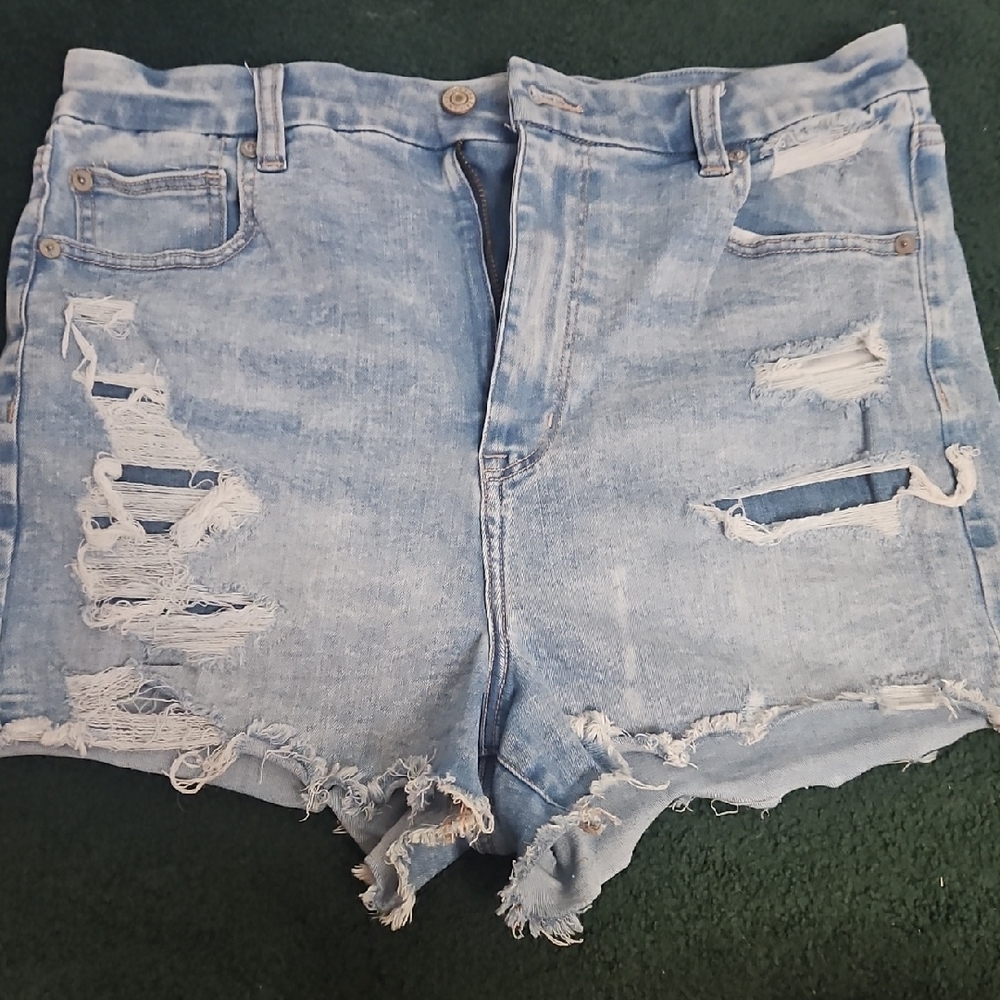 American Eagle Outfitters Light Blue Distressed Denim Shorts